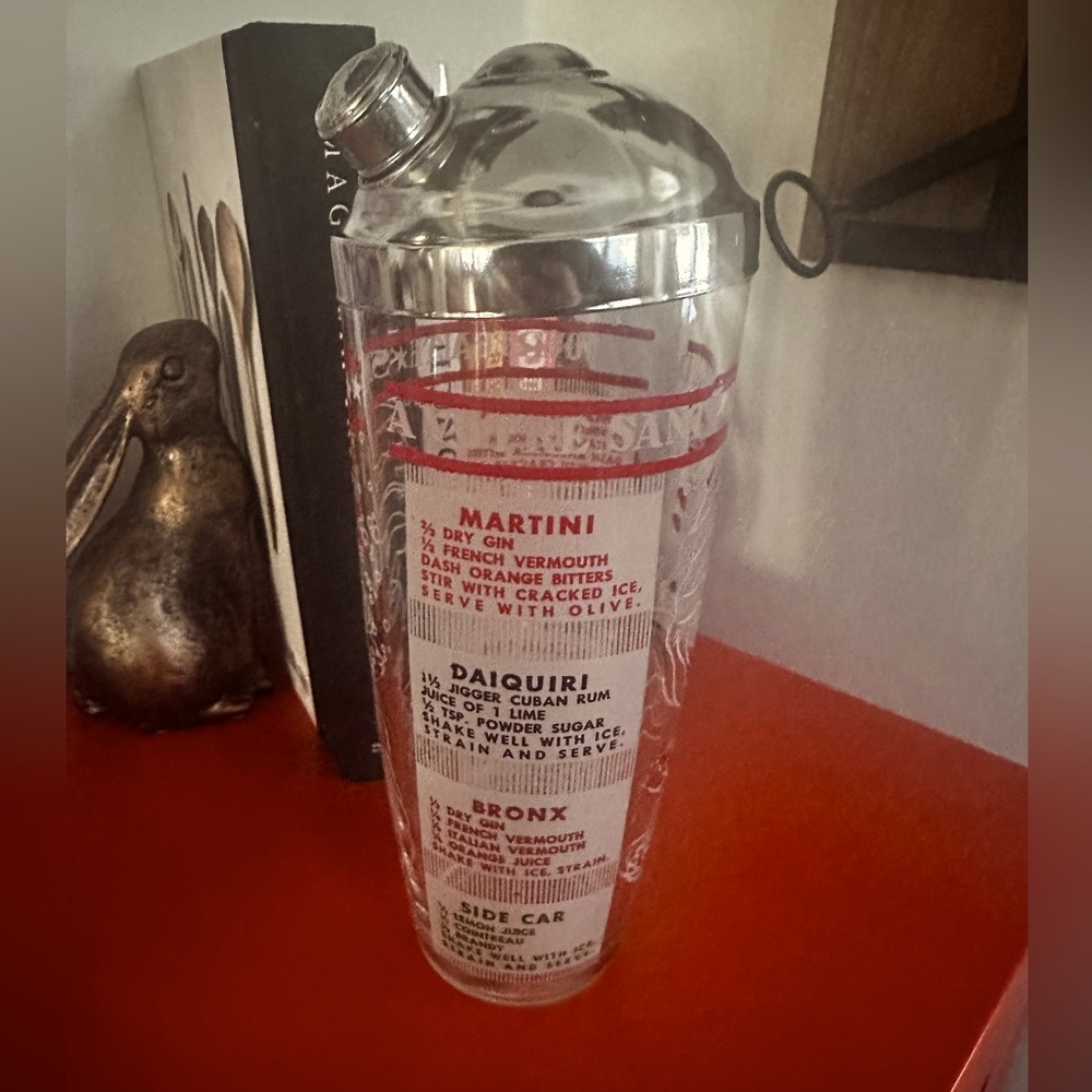 Vintage 1950’s Hazel Atlas Cocktail Shaker Salud to Your Health